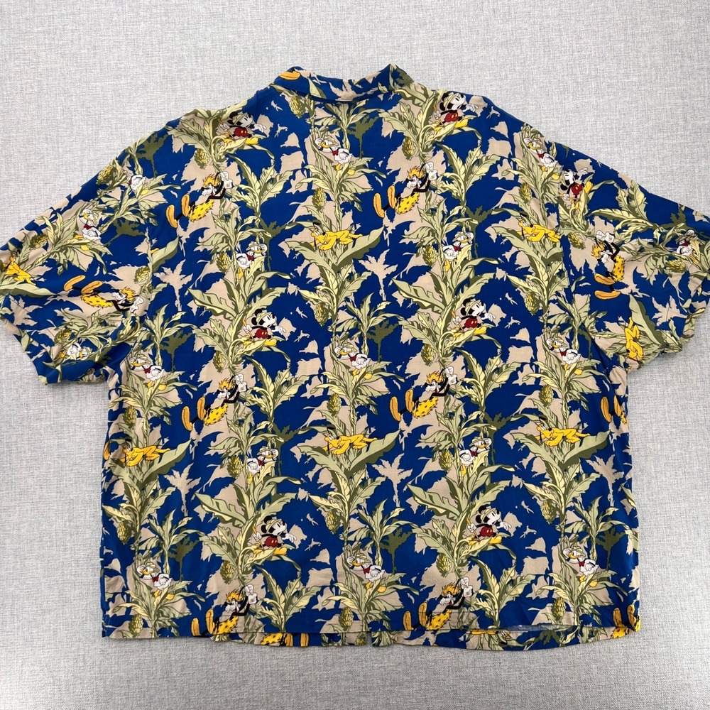 VTG Y2K Disney Store Hawaiian Shirt Mickey Donald Goofy Pluto Men XXL Blue Rayon - Picture 4 of 8